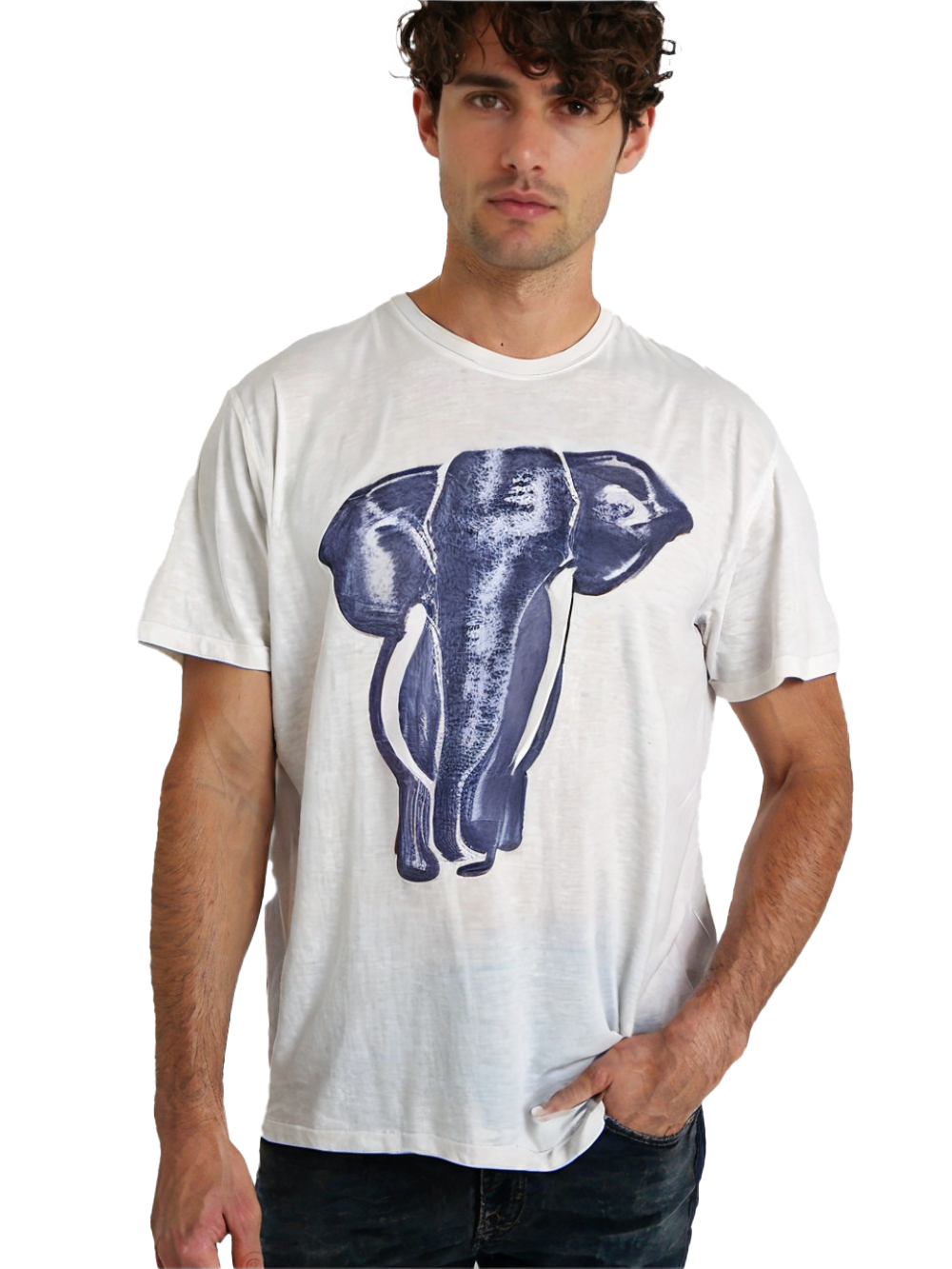 elephant indigo hand painted tshirt