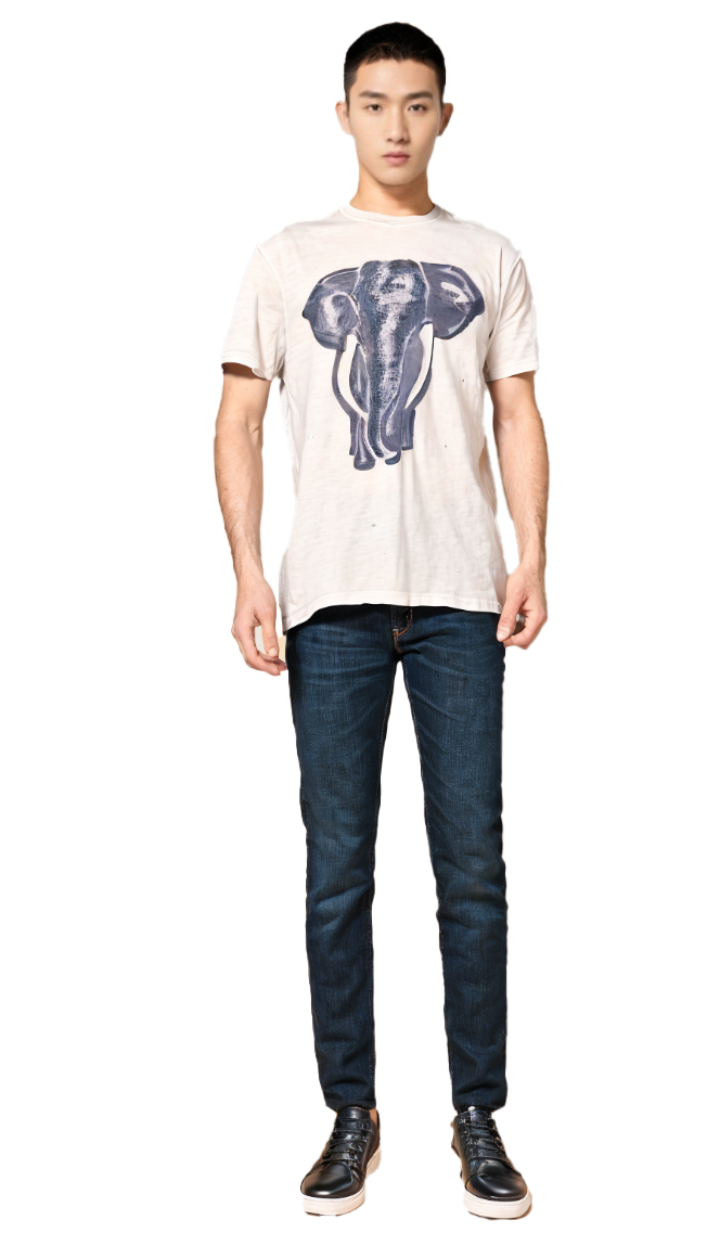 elephant indigo hand painted tshirt