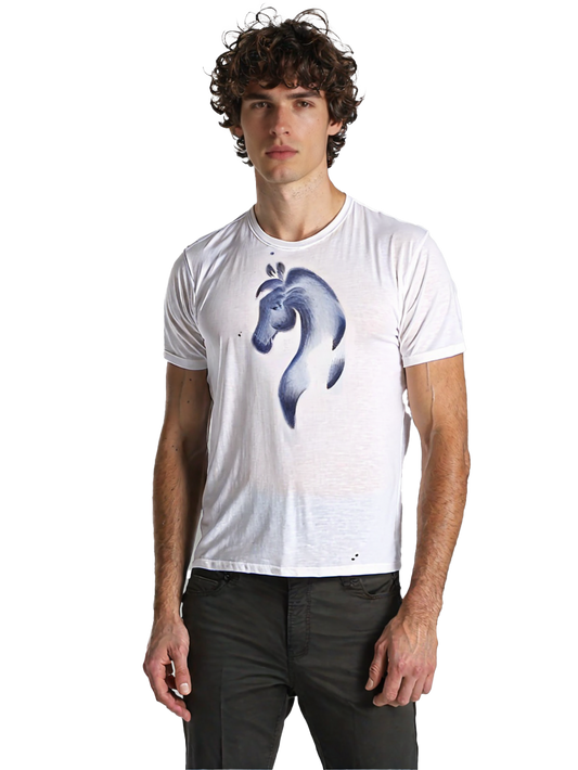 horse indigo hand painted tshirt