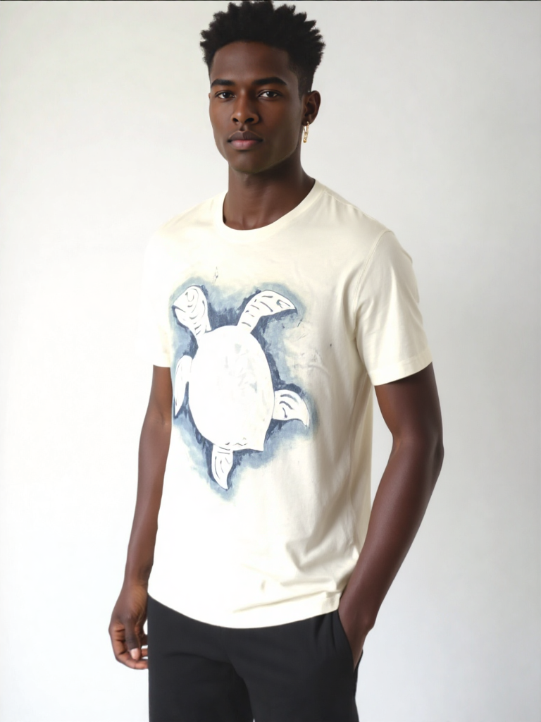 turtle indigo hand painted tshirt