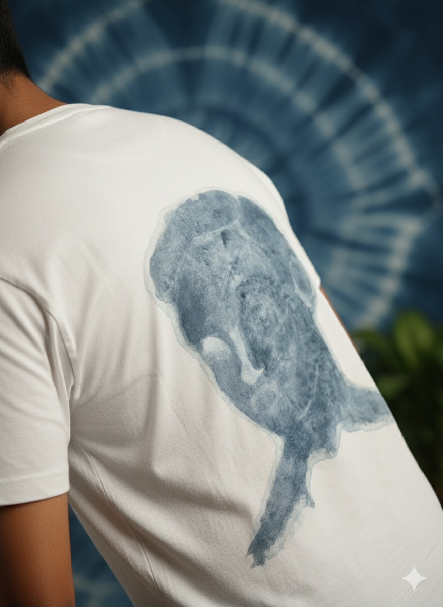 indigo hand paintend portrait