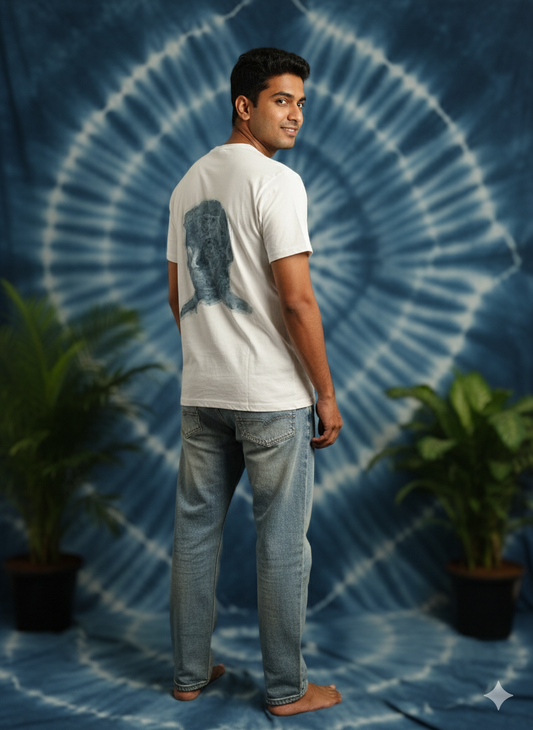 indigo hand paintend portrait