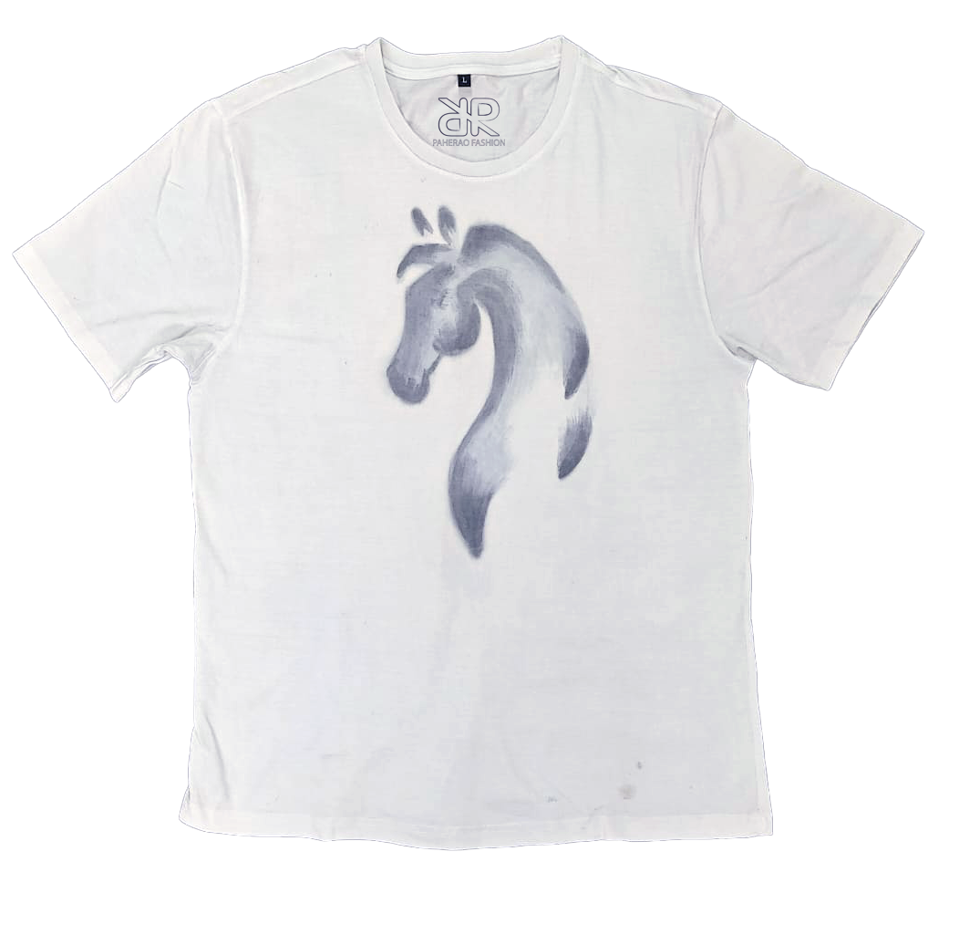 horse indigo hand painted tshirt