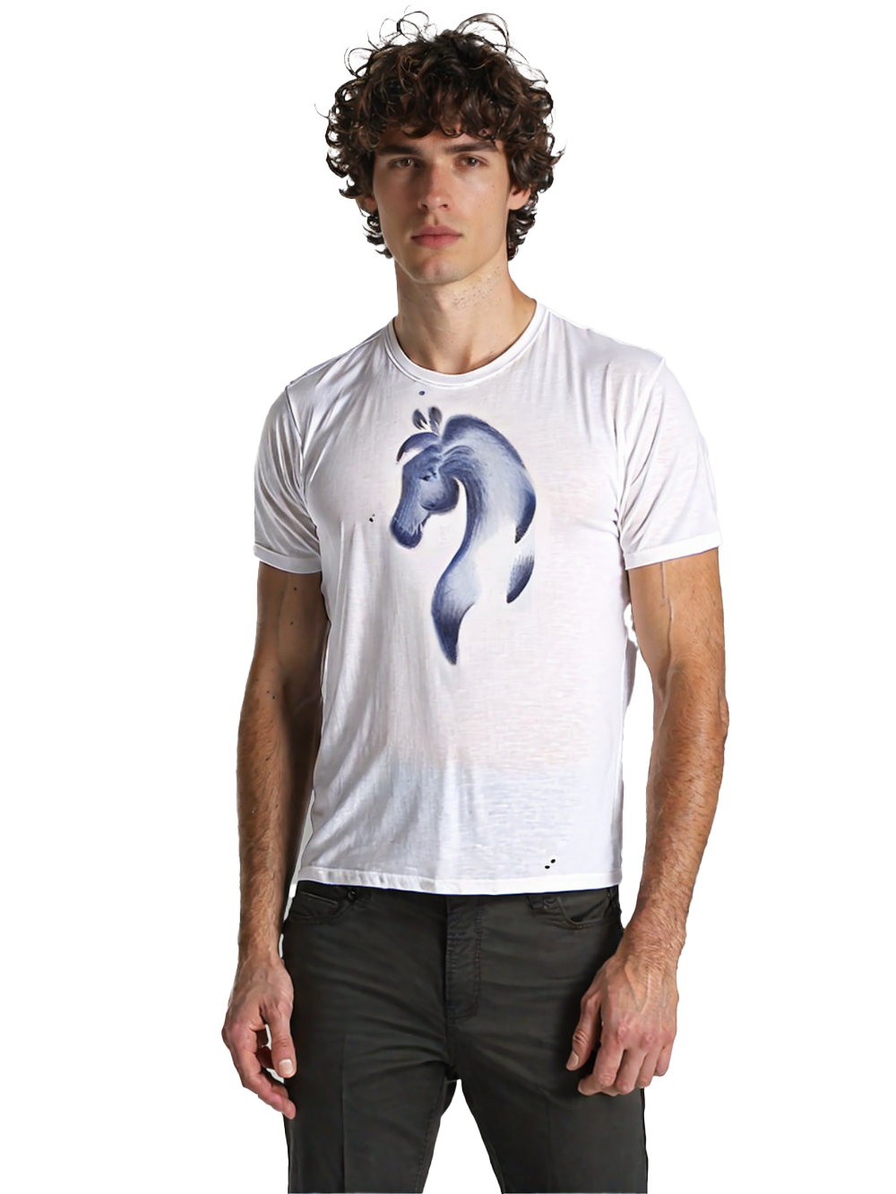 horse indigo hand painted tshirt