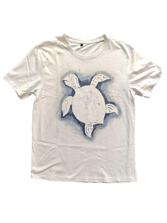 turtle indigo hand painted tshirt