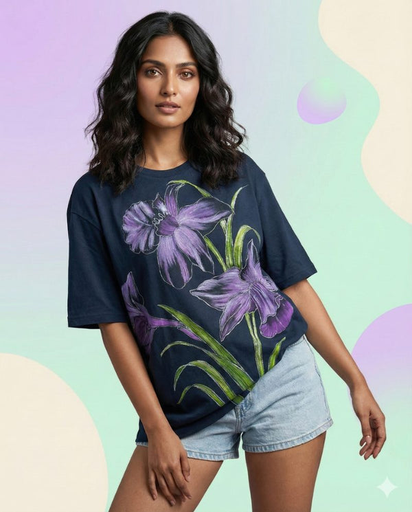 Anjalee's Verdant Canvas, Midnight Dreams — terry  (NAVY · L)