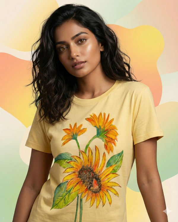 Crimson Bloom on Desert Sands — tshirt crew neck (BEIGE · L)