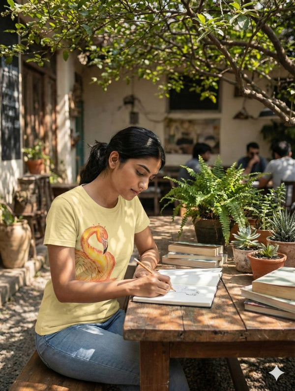 Earth's Embrace, Rekha's Animal Dream — tshirt crew neck (beige · L)