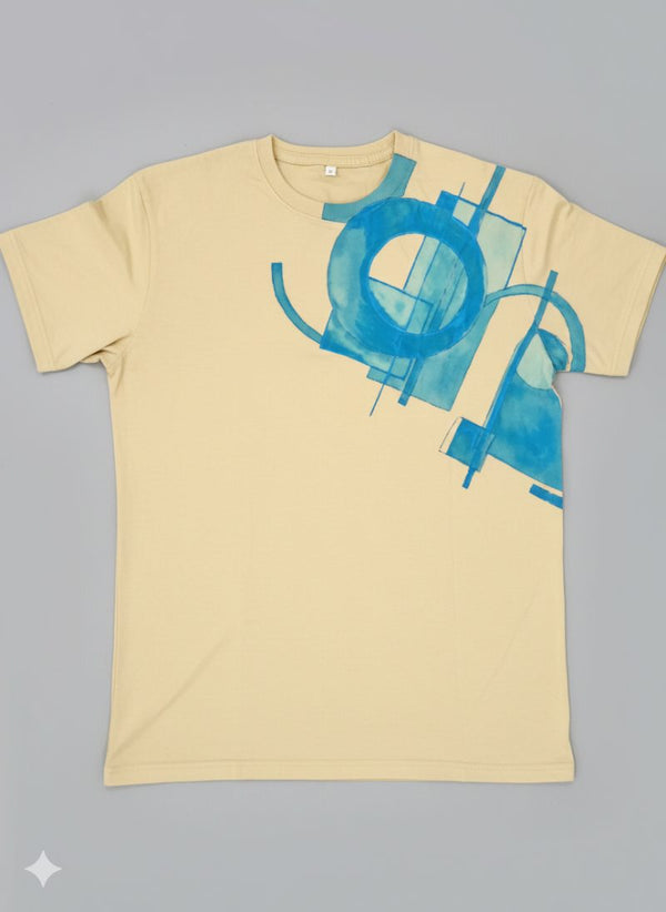 Earth's Canvas: Ramya's Structured Whispers — tshirt crew neck (BIEGE · L)