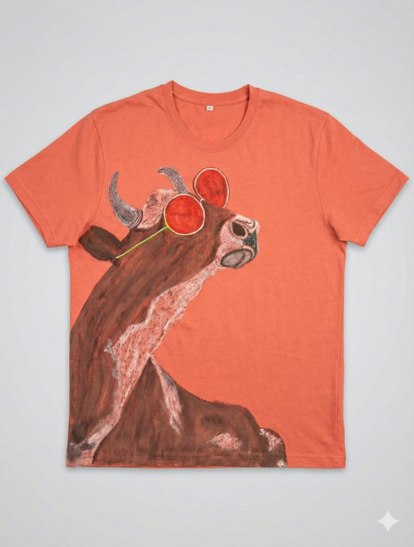Sunset Hues, Wild Heart Echoes — tshirt crew neck (coral · m)