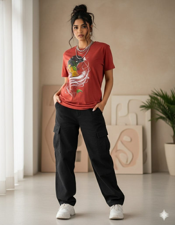 Coral Dawn's Whispers of Humanity — tshirt crew neck (CORAL · L)