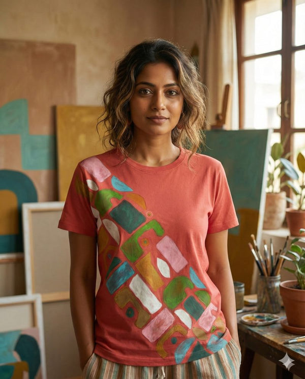Coral Canvas, Architectural Whisperings — tshirt crew neck (CORAL · L)