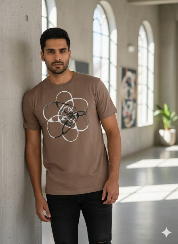 Celestial Whispers, Earthly Embrace — tshirt crew neck (MUSHROOM · L)