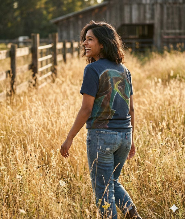 Midnight Jungle's Gentle Embrace — tshirt crew neck (NAVY · L)
