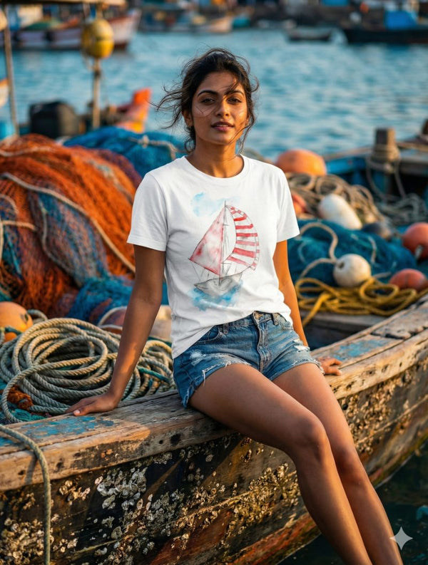 tshirt crew neck | nautical  (white · M)