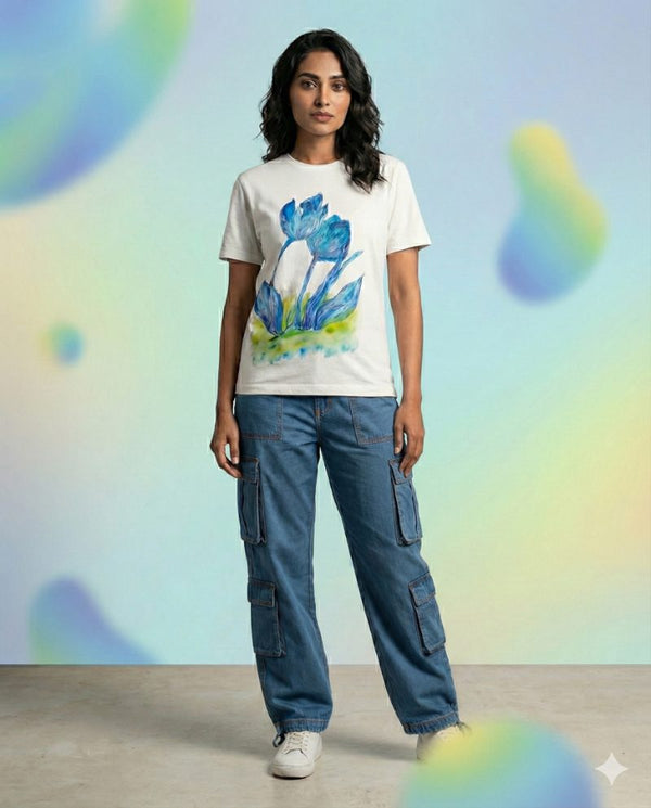 Verdant Whispers of the Jungle — tshirt crew neck (WHITE · L)