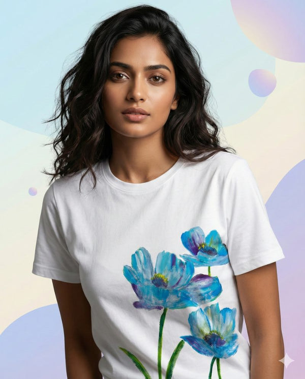 Sun-Kissed Petals, Artistic Soul — tshirt crew neck (WHITE · XL)