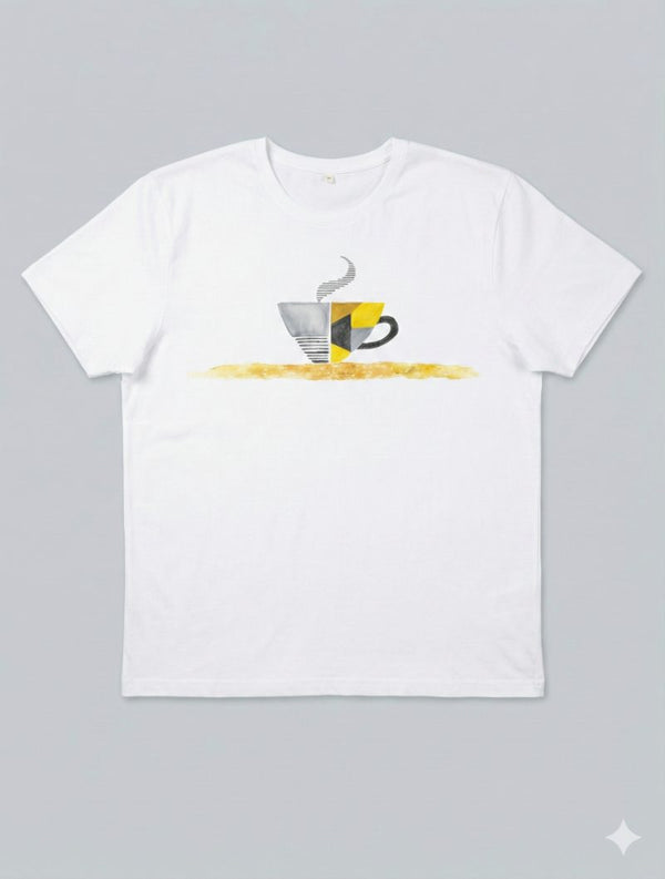 Geometric Whisper, Dawn's Soft Canvas — tshirt crew neck (WHITE · XL)